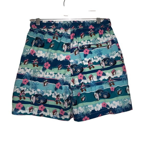 Bucc-ee's Beaver Character Hawaiian Swim Trunks Men's Size small Blue Tropical - Picture 4 of 4